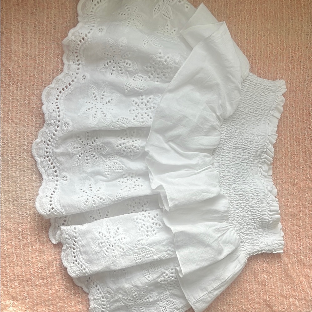 White Eyelet Ruffle Skirt